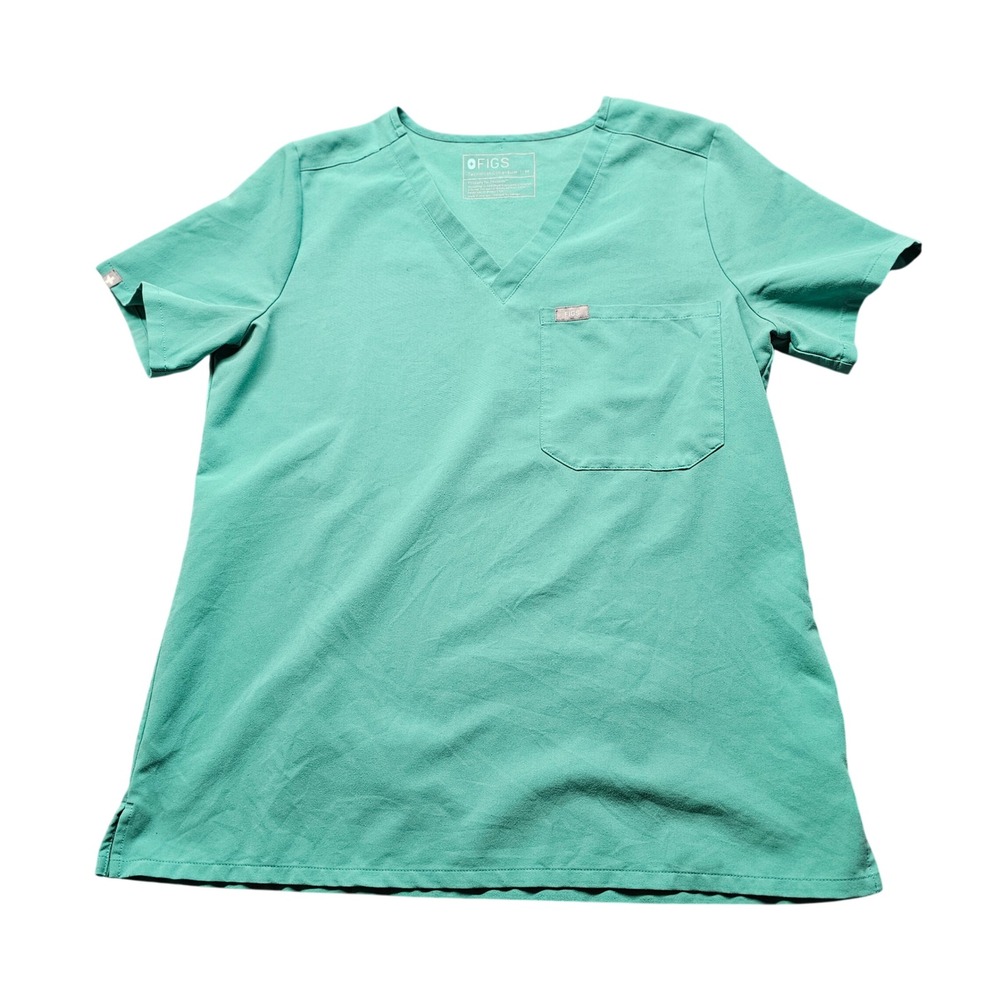 FIGS Catarina One-Pocket Scrub Top Teal Green V-Neck Technical Collection Size M